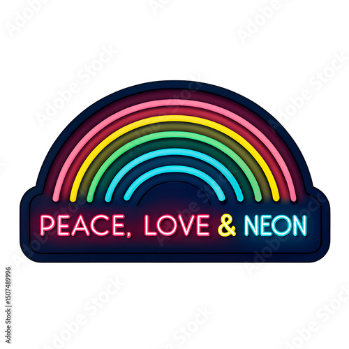 Peace Love Neon Rainbow 70s Minimalist Print Sticker