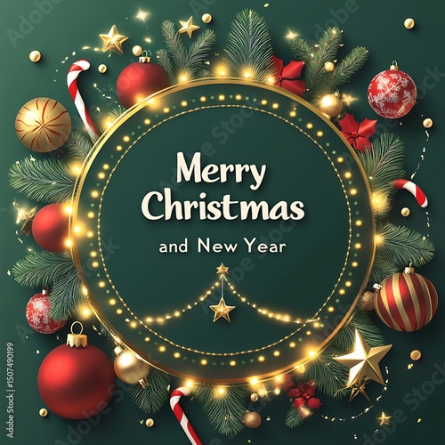 Festive christmas and new year greeting card design.