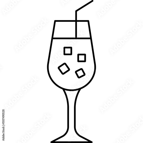 Line Cocktail Icon – Mixed Drink Vector Illustration