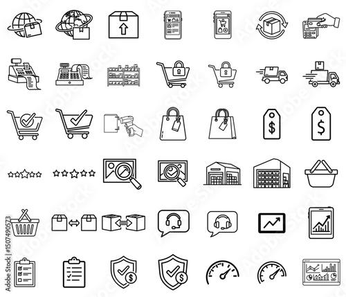 E-commerce Icons Set in Vector Style for Online Shopping  