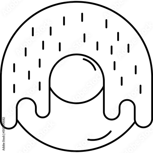 Black Filled Donut Icon – Sweet Baked Snack Vector Illustration