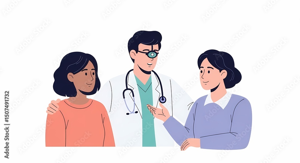Fototapeta premium Doctor Consulting with Patients Explaining Diagnosis and Treatment Options