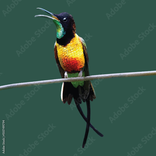Colorful Hummingbird Perched on a Wire