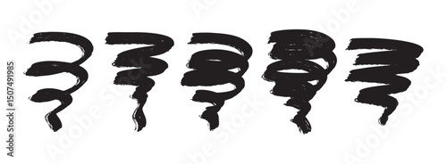 bold brush strokes set. Confetti hand drawn bold squiggles. trendy basic curly lines, festive confetti strokes for party