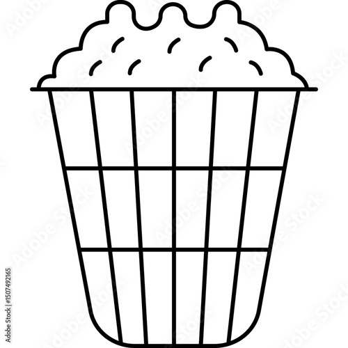 Line Style Black Popcorn Icon – Snack Bucket Vector