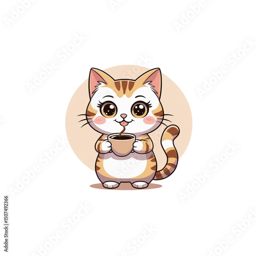 cat cutie with a coffee cup
