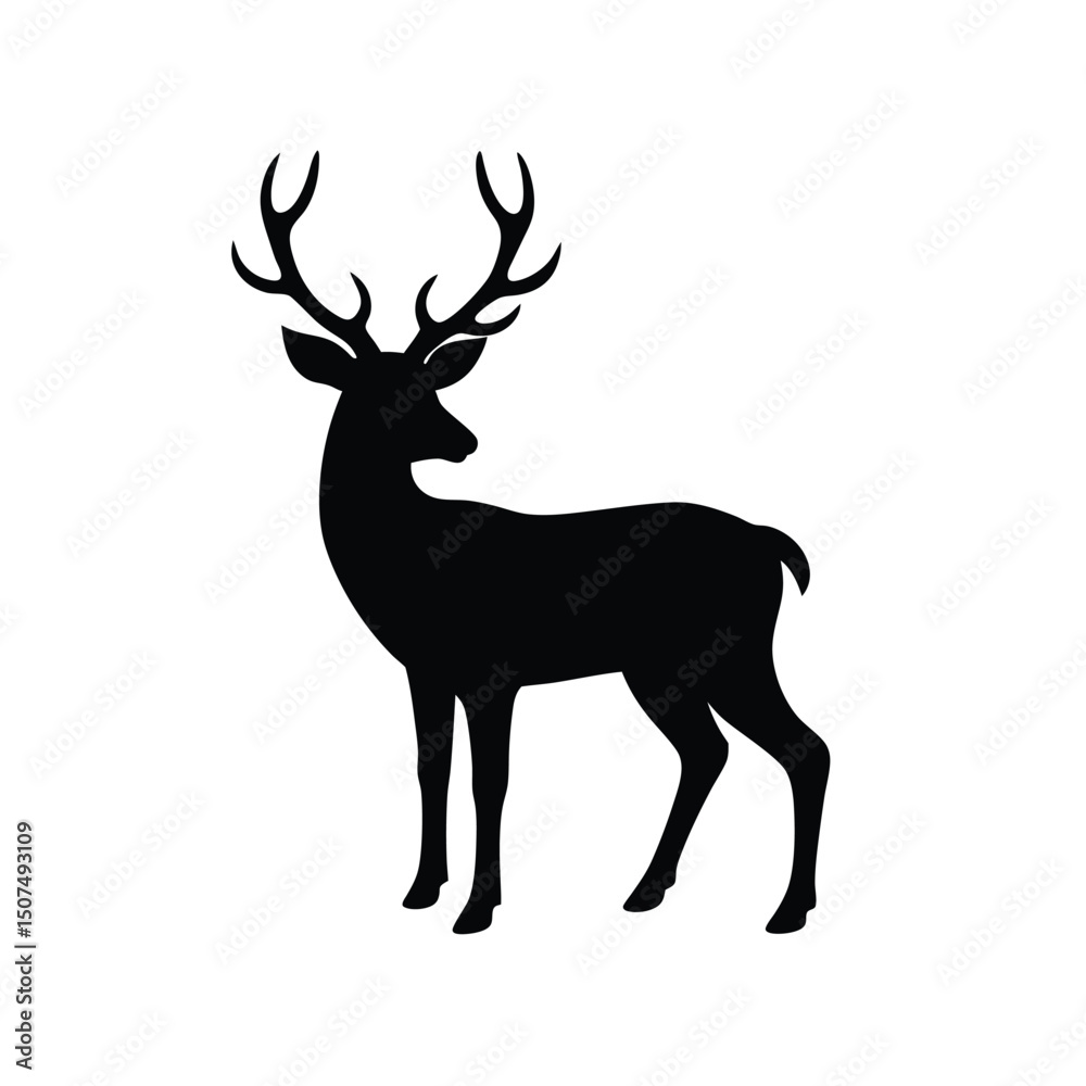 Fototapeta premium Deer Silhouette Isolated on White Background