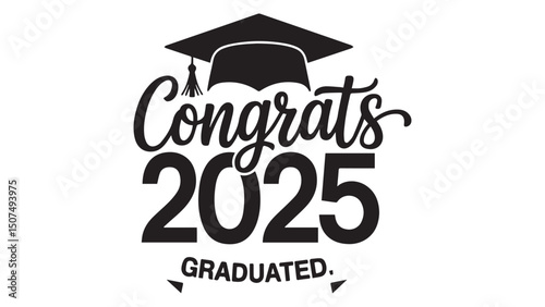 Celebrate the Class of 2025 Graduation with this Elegant Congrats Design featuring a Graduation Cap and Stylish Lettering