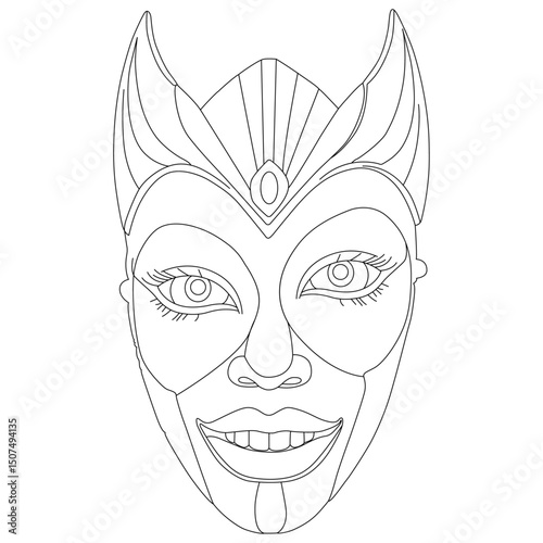 Carnival Mask line art vector design. Carnival Mask outline illustration design.