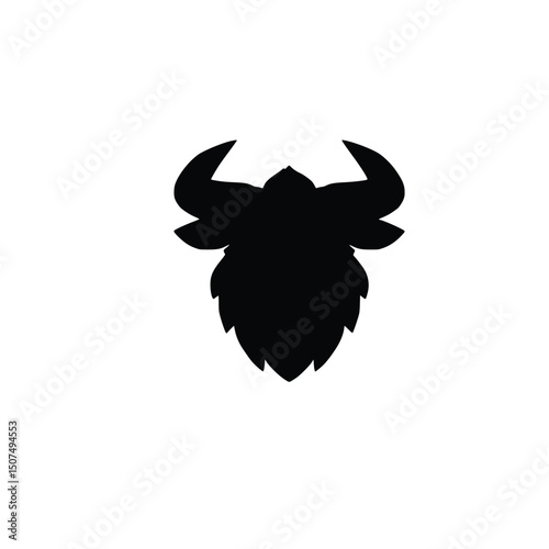 Vector art of Silhouette of a bull with horns isolated on white background, a strong animal