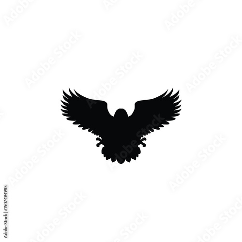 Vector art of Eagle silhouette flying isolated on white background with outstretched wings