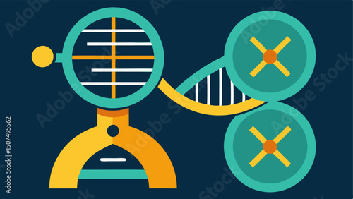 Microscope View An illustration showing a closeup of DNA under a microscope with highlighted yl groups symbolizing the detailed analysis of ylation.