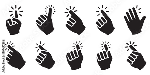 Finger Snap Icon Set | Hand Gesture Symbols | Simple Line & Silhouette Vector. black silhouette on white
