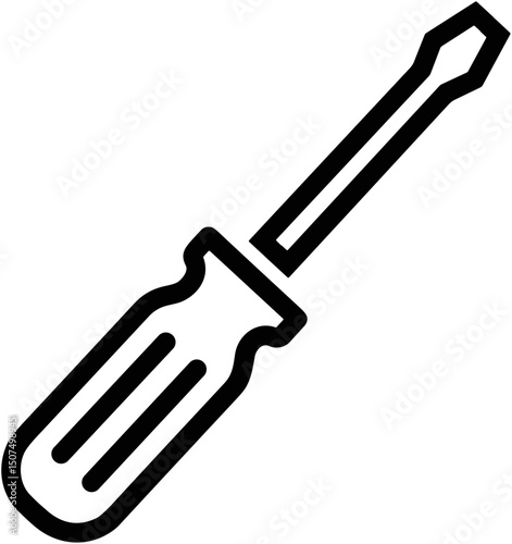 Flathead screwdriver with black handle in minimalist design  