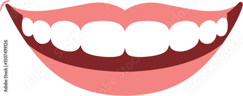 Bright smiling mouth with white teeth in flat design style  