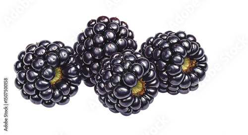 Detailed Watercolor Vector Illustration Showcases The Rich Textures And Deep Purple Hues Of Plump Ripe Blackberries Against A Clean White Backdrop