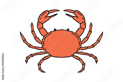 red crab icon doodle hand drawn. Cartoon colorful crab line drawing clipart symbol