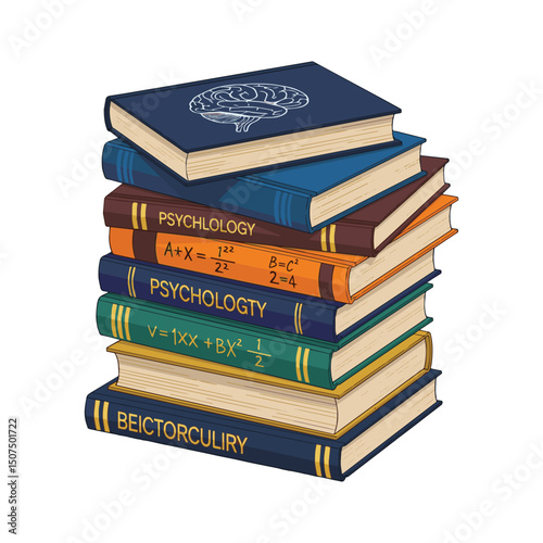 Stack of Diverse Academic Books  Education & Learning Art & Illustration