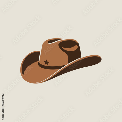 Minimal Cowboy Hat Vector Illustration – Western Style Brown Hat Isolated for Icons, Logos, and Prints