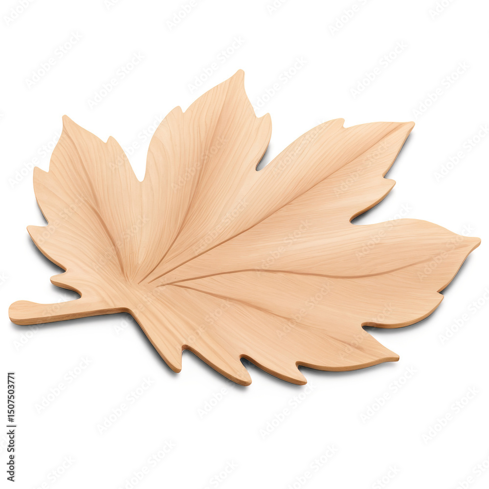 Fototapeta premium Elegant Leaf-Shaped Wooden Tray Rustic Charm for Home Decor