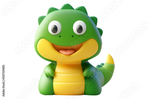 Adorable cartoon green dinosaur smiling and happy in a vibrant and friendly illustration transparent-background.png