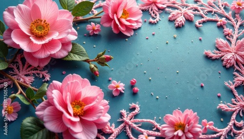 Intricate floral lace pattern, delicate threads , design, grid