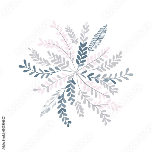 A seamless vector background of pastel-colored flowers and leaves, flat design, soft pink and lavender tones, minimalist style"