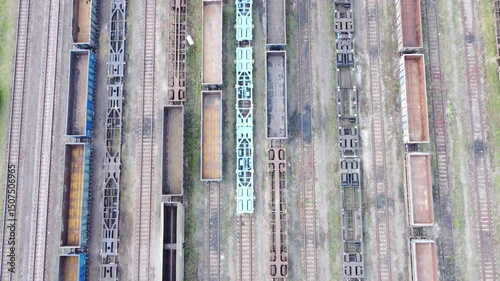 freight cars in the train yard
