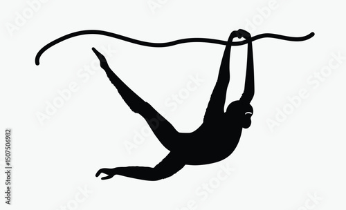 Monkey Swinging Silhouette Vector