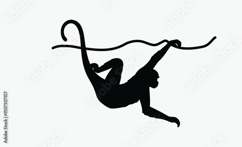Monkey Swinging Silhouette Vector