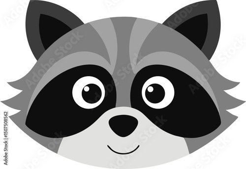 An adorable raccoon face with big curious eyes vector art illustration