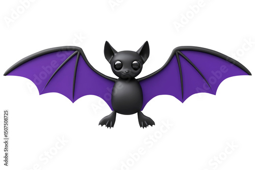 Cute cartoon bat character with purple wings for Halloween transparent-background.png