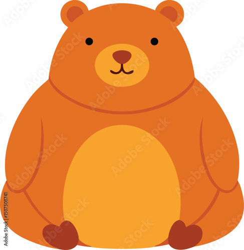 A chubby bear sitting calmly with folded paws vector art illustration