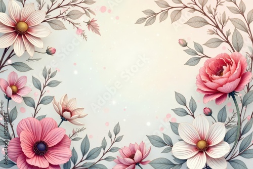 Delicate paisley floral pattern, light pastel hues, soft focus, art, design, wedding