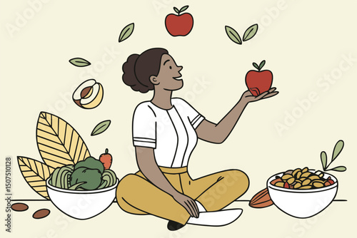 girl with apples