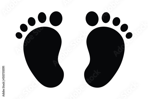 Baby Footsteps Icon Simple and Stylish Footprint Illustration Design for Creative Projects. baby feet icon vector set. footprint, newborn, kids feet sign. Baby Footprints Glyph Icon. 