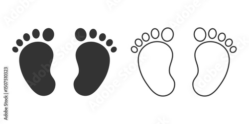 Baby footprint icon. Footprint icon vector illustration design. Vector illustration of baby footprint. Baby Footprints Vector Line Icon Design. Baby Footprints vector black silhouette cricut design. 