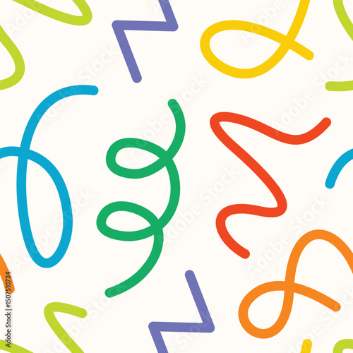 doodle seamless pattern fun colorful line elements. Creative color childish minimalist style. background pattern for children. trendy design with basic bright shapes.