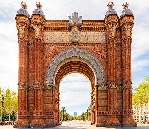 Canvas Print Arc de Triomf in Barcelona, Spain. Historic Brick Monument