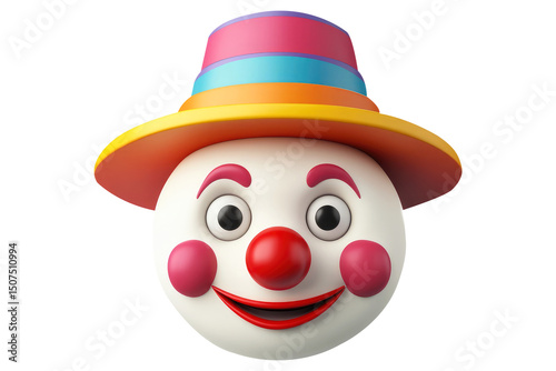 Playful cartoon clown face with colorful hat and red nose for fun and entertainment transparent-background.png