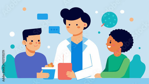 Family Interview The pathologist seated across a table from concerned family members while discussing findings with tissues and supportive materials in the background.