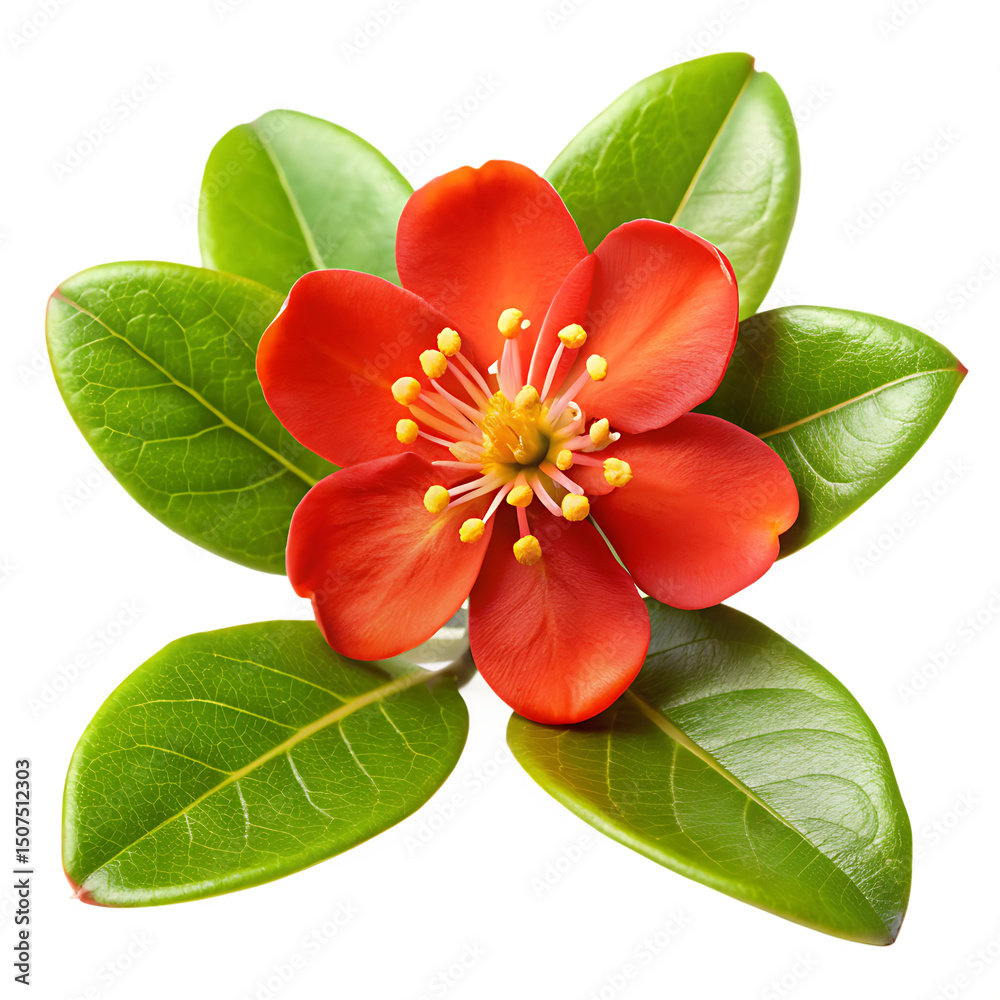 Naklejka premium Vibrant red flower blossom isolated on a white background png ai generated