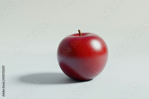 Fresh Red Apple on Simple Background with Soft Shadows