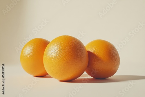 Fresh Oranges on Light Background with Shadows and Texture Details