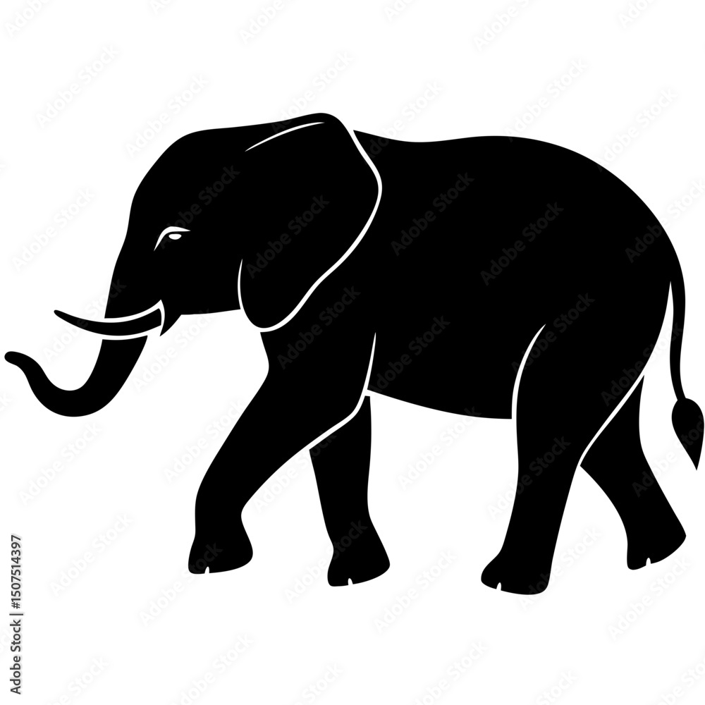 Fototapeta premium elephant silhouette isolated on white