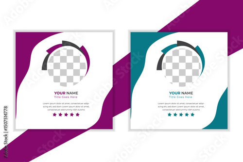 Client or customer feedback and review or testimonial template design simple and professional for social media post