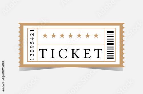 Ticket template, admit one ticket design with bar code and numbers,vector illustration