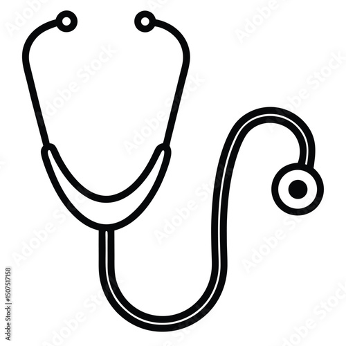 Black Outline Stethoscope Medical Equipment Icon for Healthcare Providers and Patients Diagnosis Tool