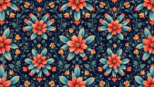 Intricate floral design, repeating seamlessly , spring, decoration