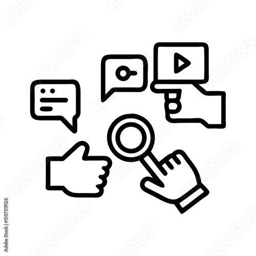 Digital Marketing Strategy Icon Engaging Content and Audience Interaction